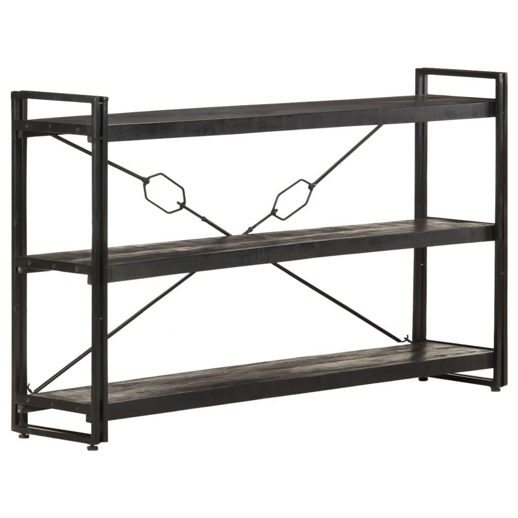 Bücherregal 3 Fächer Schwarz 140x30x80 cm Mango Massivholz
