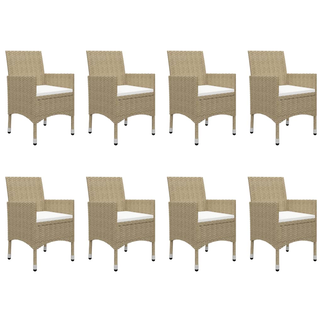 9-tlg. Garten-Essgruppe Poly Rattan und Glas Beige