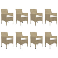 Thumbnail for 9-tlg. Garten-Essgruppe Poly Rattan und Glas Beige
