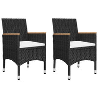 Thumbnail for 3-tlg. Bistro-Set Poly Rattan und Hartglas Schwarz