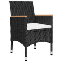 Thumbnail for 3-tlg. Bistro-Set Poly Rattan und Hartglas Schwarz