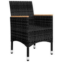 Thumbnail for 3-tlg. Bistro-Set Poly Rattan und Hartglas Schwarz