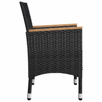 Thumbnail for 3-tlg. Bistro-Set Poly Rattan und Hartglas Schwarz