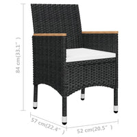 Thumbnail for 3-tlg. Bistro-Set Poly Rattan und Hartglas Schwarz