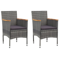Thumbnail for 3-tlg. Bistro-Set Poly Rattan und Hartglas Grau