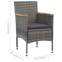 Thumbnail for 3-tlg. Bistro-Set Poly Rattan und Hartglas Grau