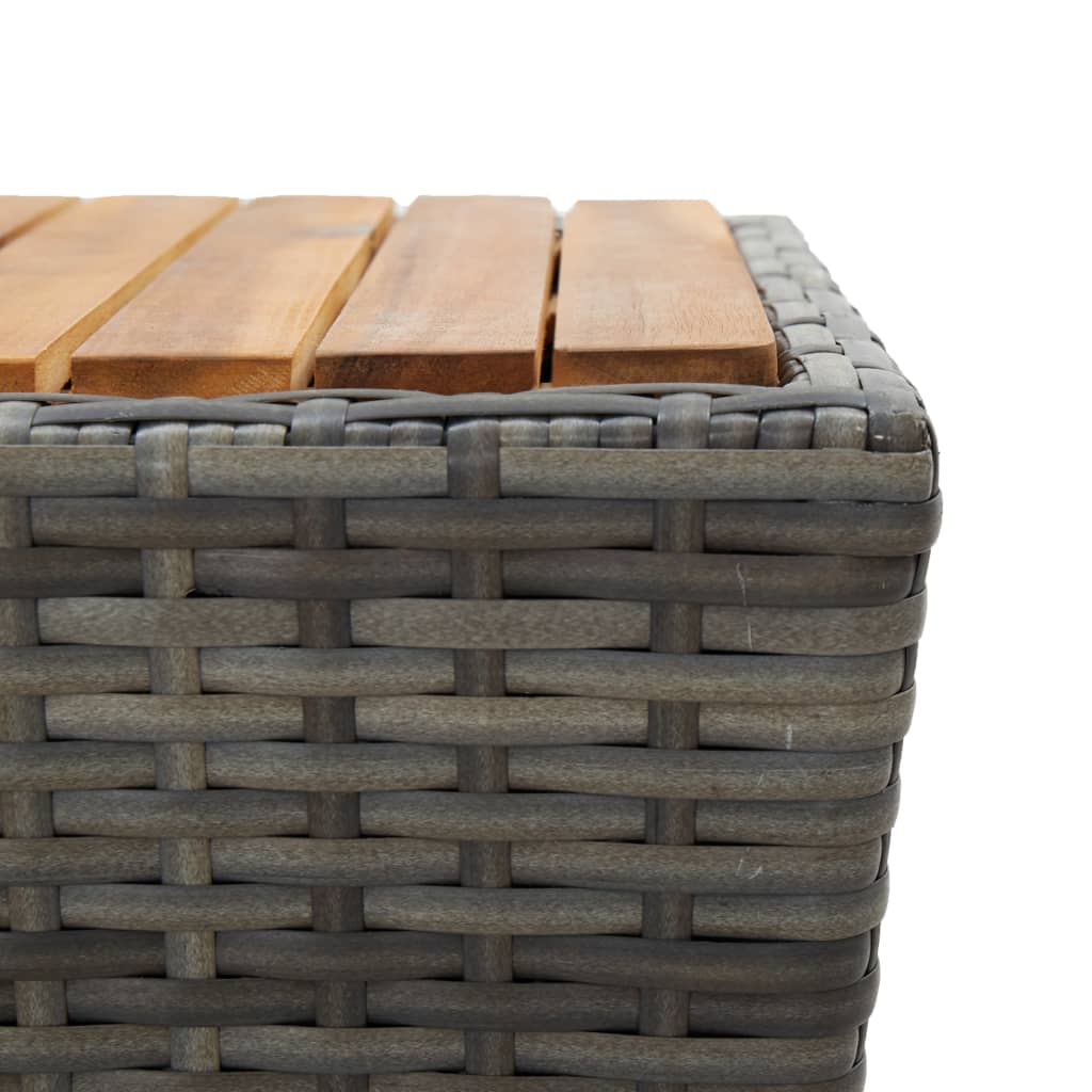 3-tlg. Bistro-Set Poly Rattan und Akazienholz Grau