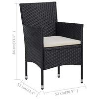 Thumbnail for 3-tlg. Bistro-Set Poly Rattan und Hartglas Schwarz