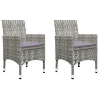 Thumbnail for 3-tlg. Bistro-Set Poly Rattan und Hartglas Grau