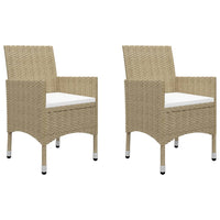 Thumbnail for 3-tlg. Bistro-Set Poly Rattan und Hartglas Beige
