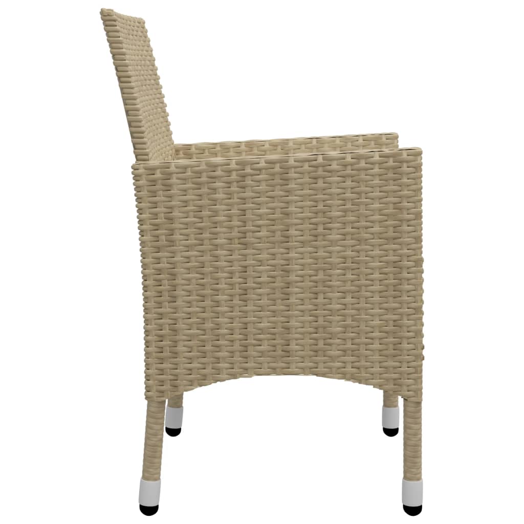 3-tlg. Bistro-Set Poly Rattan und Hartglas Beige