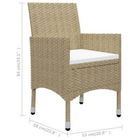 Thumbnail for 3-tlg. Bistro-Set Poly Rattan und Hartglas Beige