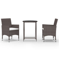 Thumbnail for 3-tlg. Bistro-Set Poly Rattan und Hartglas Braun
