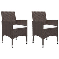 Thumbnail for 3-tlg. Bistro-Set Poly Rattan und Hartglas Braun