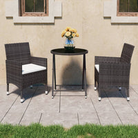 Thumbnail for 3-tlg. Bistro-Set Poly Rattan und Hartglas Braun