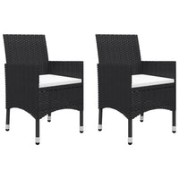 Thumbnail for 3-tlg. Bistro-Set Poly Rattan und Akazienholz Schwarz