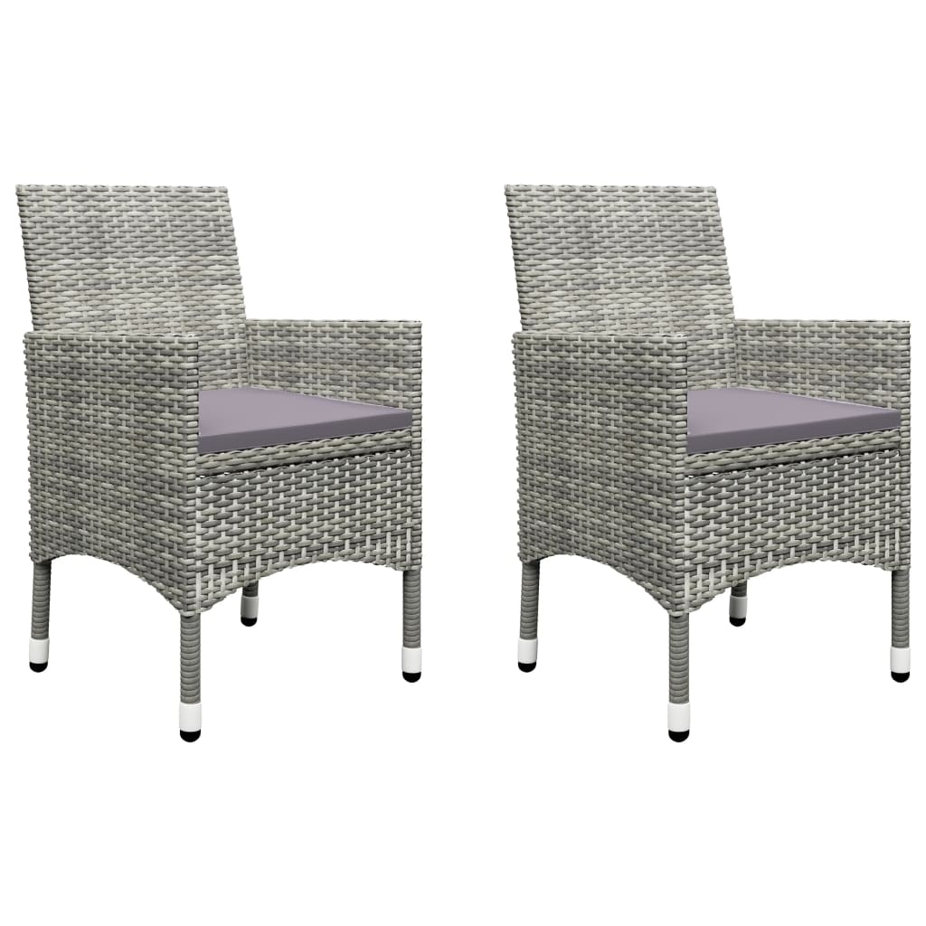 3-tlg. Bistro-Set Poly Rattan und Akazienholz Grau