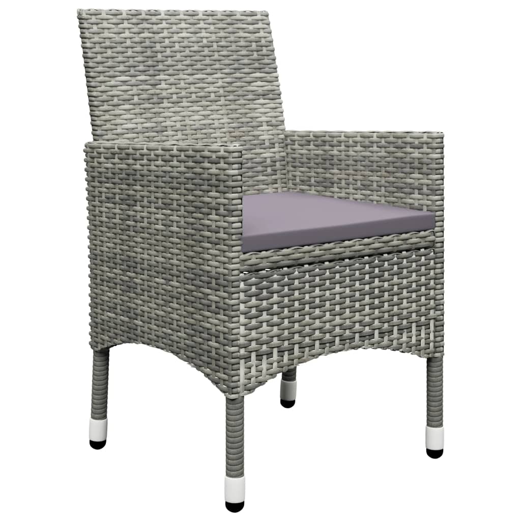 3-tlg. Bistro-Set Poly Rattan und Akazienholz Grau