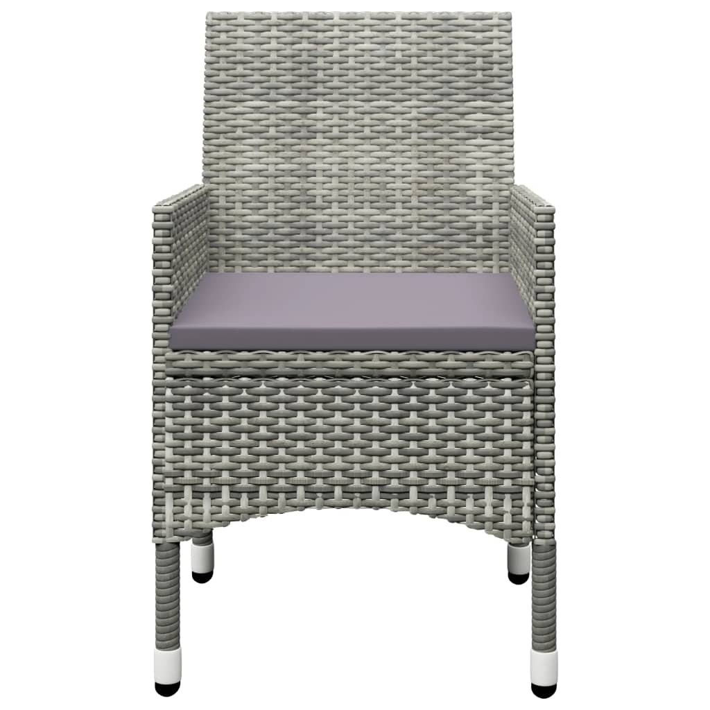 3-tlg. Bistro-Set Poly Rattan und Akazienholz Grau