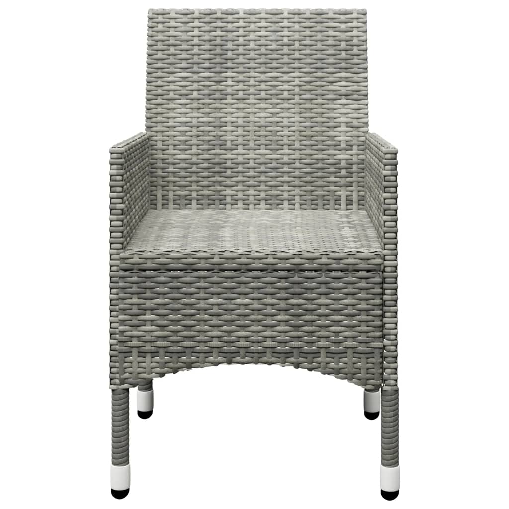 3-tlg. Bistro-Set Poly Rattan und Akazienholz Grau