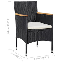 Thumbnail for 3-tlg. Bistro-Set Poly Rattan und Hartglas Schwarz