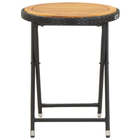 Thumbnail for 3-tlg. Bistro-Set Poly Rattan und Akazienholz Schwarz