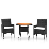 Thumbnail for 3-tlg. Garten-Essgruppe Poly Rattan Schwarz