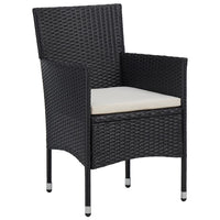Thumbnail for 3-tlg. Garten-Essgruppe Poly Rattan Schwarz