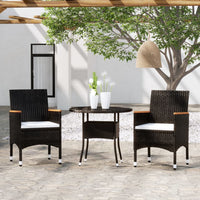 Thumbnail for 3-tlg. Garten-Essgruppe Poly Rattan Schwarz