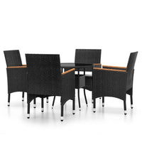 Thumbnail for 5-tlg. Garten-Essgruppe Poly Rattan Schwarz