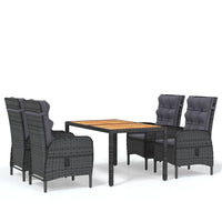 Thumbnail for 5-tlg. Garten-Essgruppe Poly Rattan Grau