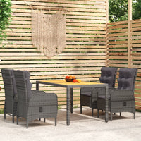 Thumbnail for 5-tlg. Garten-Essgruppe Poly Rattan Grau