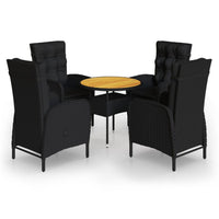 Thumbnail for 5-tlg. Garten-Bistro-Set Poly Rattan Schwarz