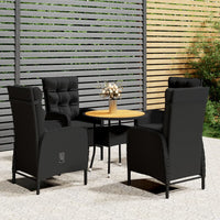 Thumbnail for 5-tlg. Garten-Bistro-Set Poly Rattan Schwarz
