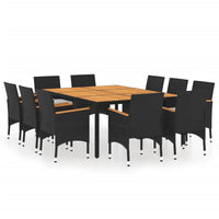 Thumbnail for 11-tlg. Garten-Essgruppe Poly Rattan Schwarz