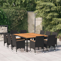 Thumbnail for 11-tlg. Garten-Essgruppe Poly Rattan Schwarz