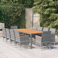 Thumbnail for 11-tlg. Garten-Essgruppe Poly Rattan Grau