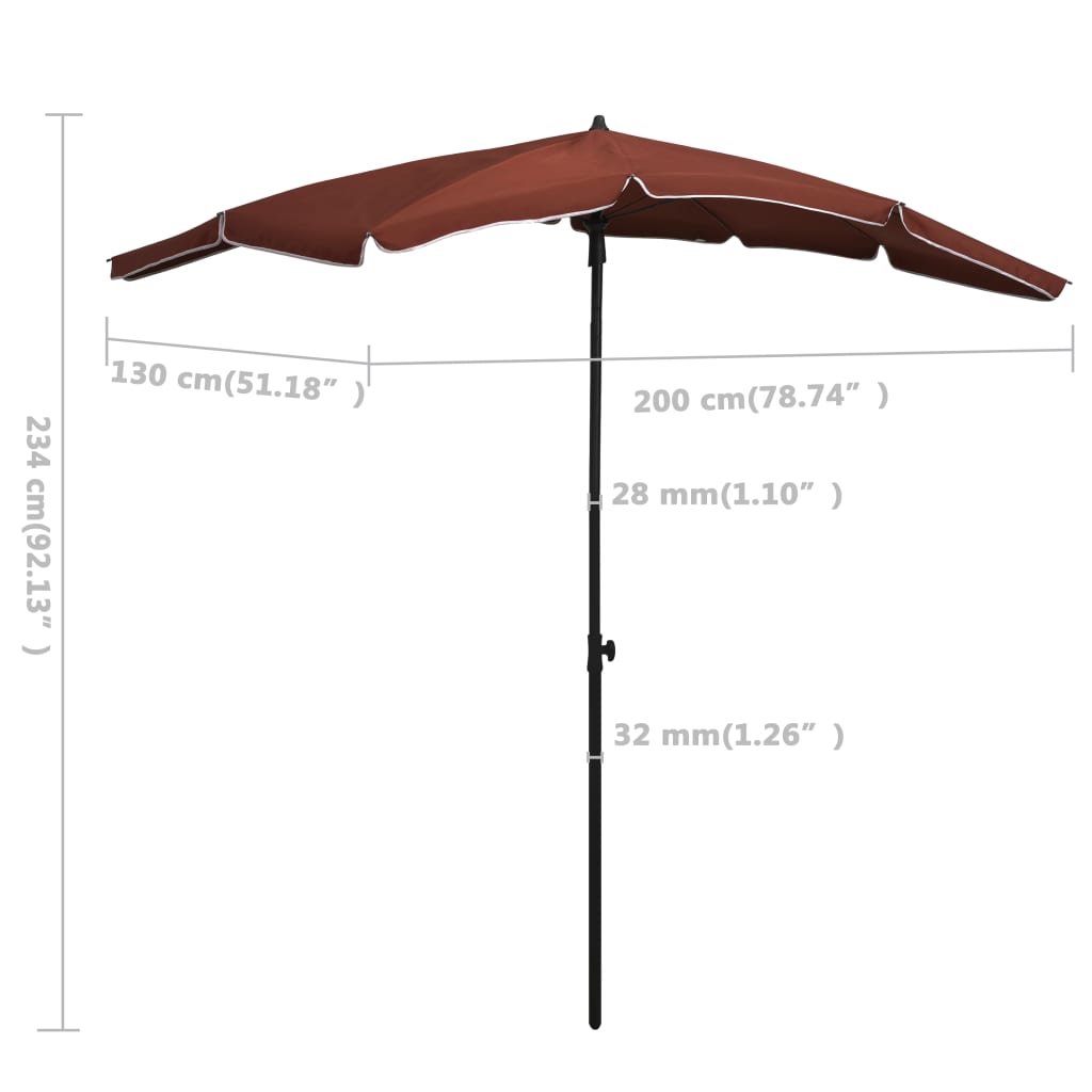 Sonnenschirm mit Mast 200x130 cm Terracotta-Rot