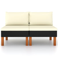 Thumbnail for Mittelsofas 2 Stk. Poly Rattan und Eukalyptus Massivholz