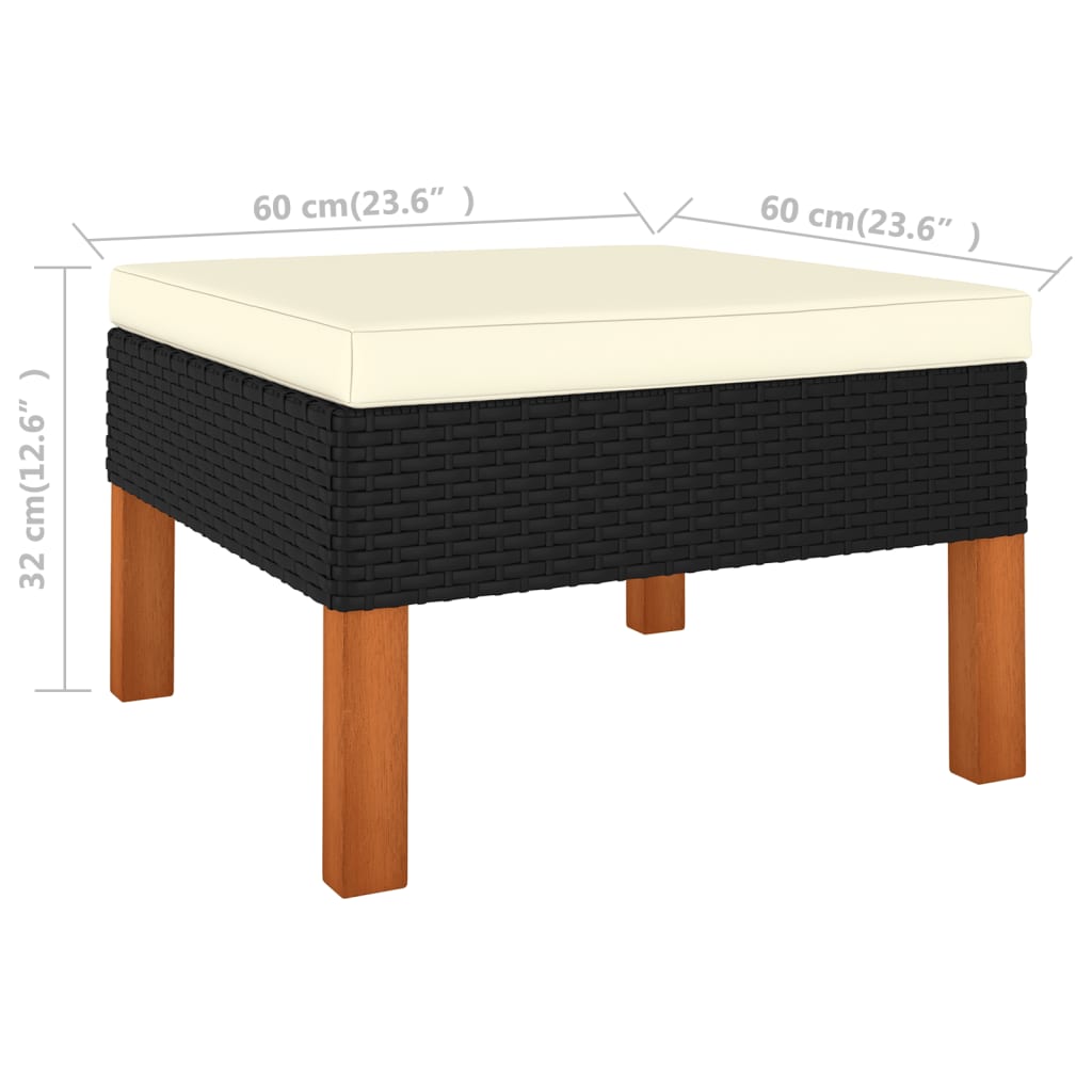 3-tlg. Garten-Lounge-Set Poly Rattan und Eukalyptus Massivholz