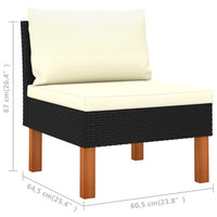 Thumbnail for 3-tlg. Garten-Lounge-Set Poly Rattan und Eukalyptus Massivholz