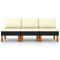 Thumbnail for Mittelsofas 3 Stk. Poly Rattan und Eukalyptus Massivholz