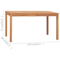Thumbnail for Garten-Esstisch 140x80x77 cm Teak Massivholz