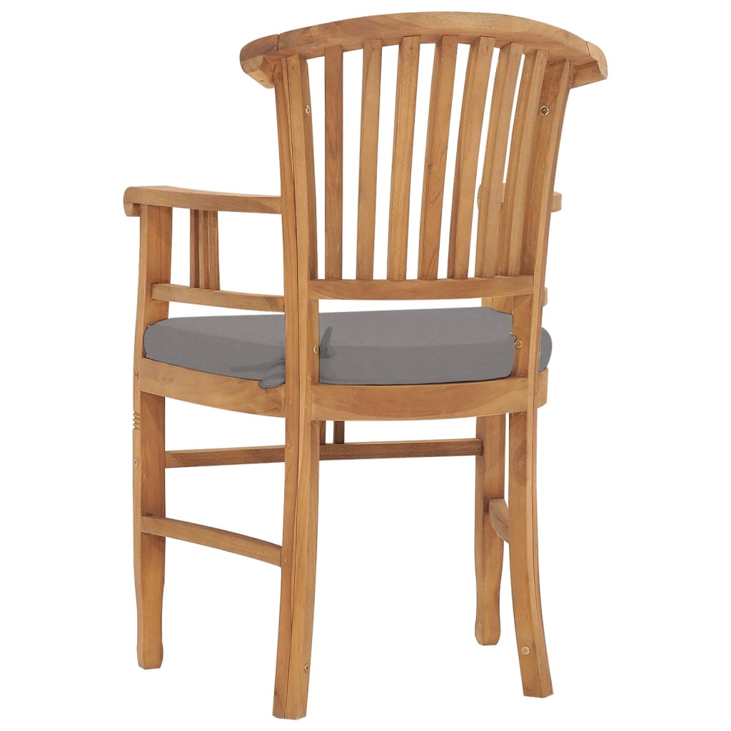Gartenstühle 2 Stk. mit Dunkelgrauen Kissen Teak Massivholz