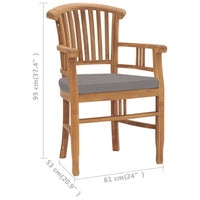 Thumbnail for Gartenstühle 2 Stk. mit Dunkelgrauen Kissen Teak Massivholz