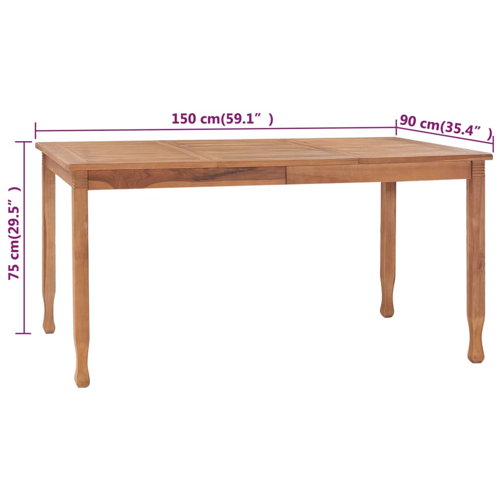 Garten-Esstisch 150x90x75 cm Teak Massivholz