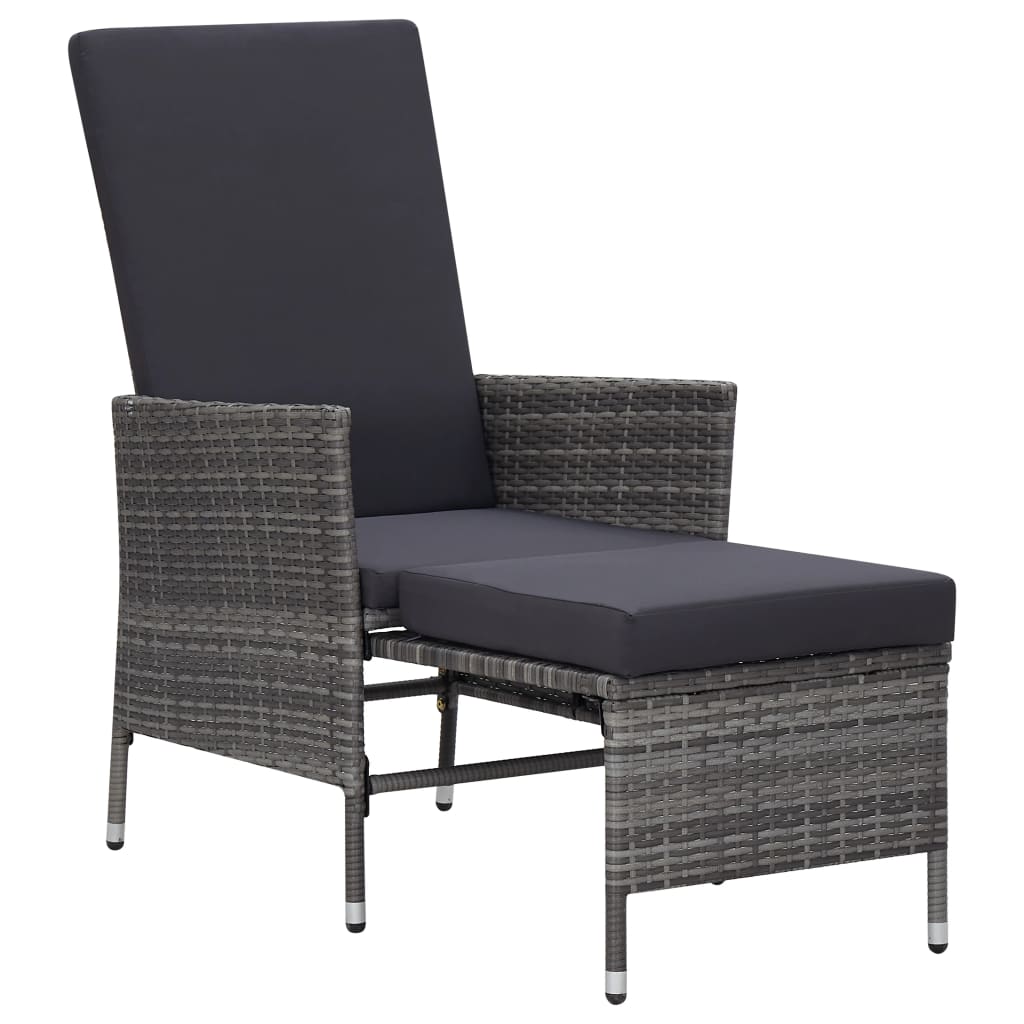 3-tlg. Garten-Lounge-Set mit Auflagen Poly Rattan Grau