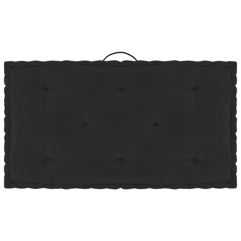 Paletten-Bodenkissen Schwarz 73x40x7 cm Baumwolle