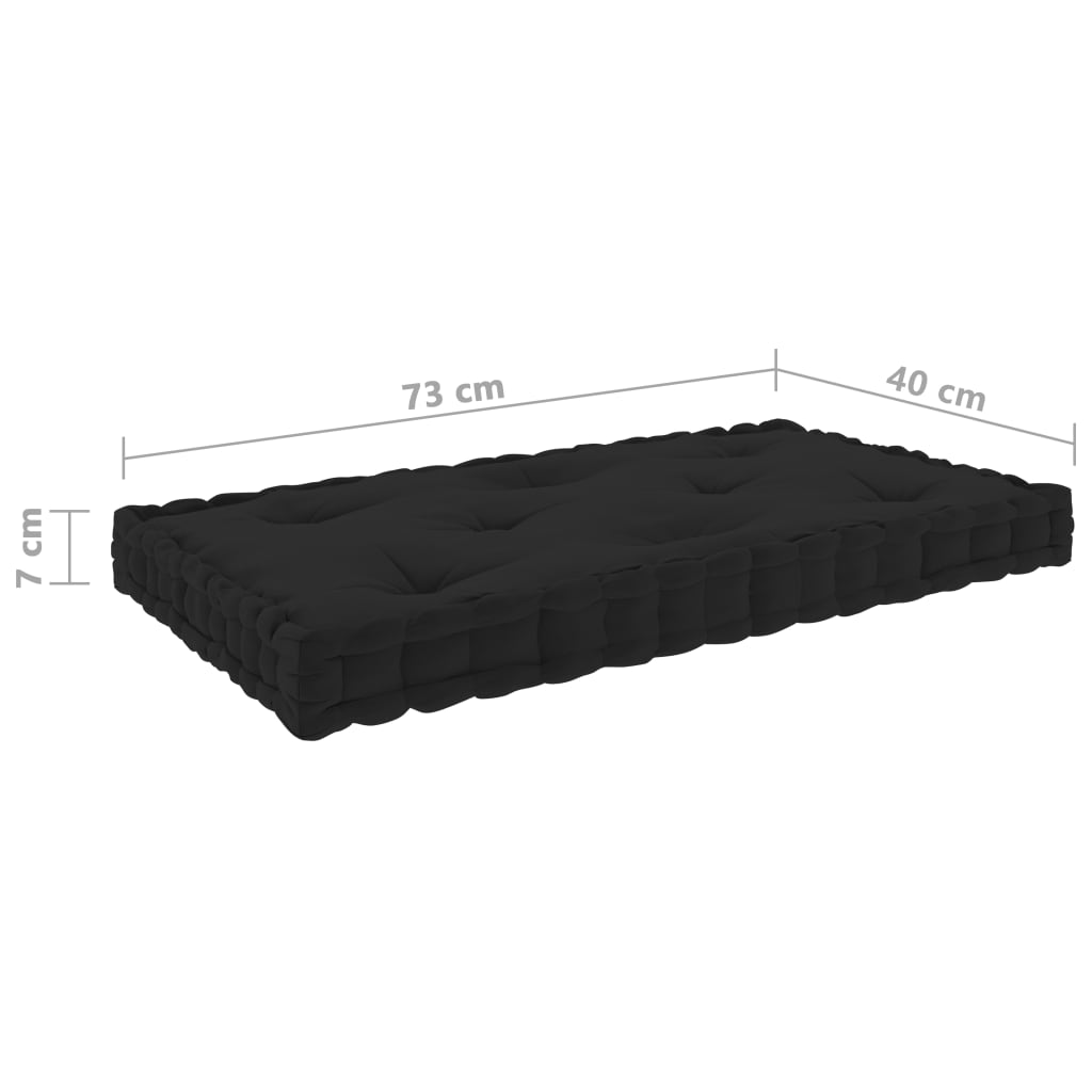 Paletten-Bodenkissen Schwarz 73x40x7 cm Baumwolle