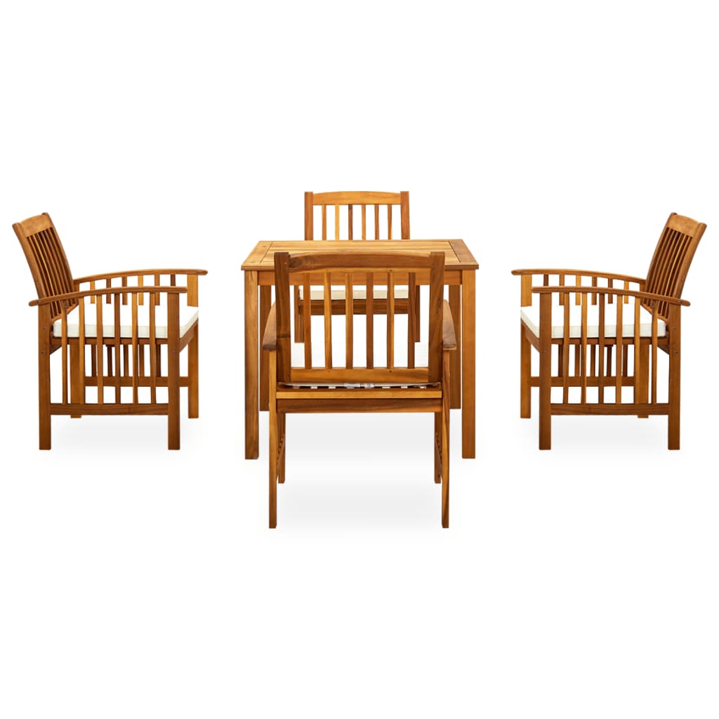 5-tlg. Garten-Essgruppe mit Kissen Massivholz Akazie